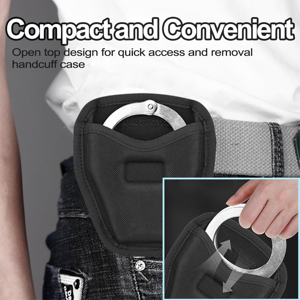 Handcuff Case for Duty Belt, Open Top Handcuff Holder Holster for Duty Belt Police Law Enforcement, Durable Wear-Resistant Nylon Case for Police Security Accessory for Standard Chain&Hinge Handcuff