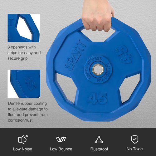 SPART Color Coded Weight Plate 1-Inch Rubber Coated Standard Grip Plate for Barbell,Solid Cast Iron Weight Plates for Strength Training,Weightlifting,Crossfit, Fit All 25/28mm Barbells, 2.5LB, Pair