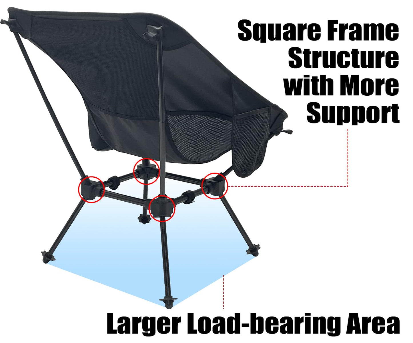 Sutekus Portable Camping Folding Chair Lightweight Camp Chair with Cup Holder and Side Bag Compact Backpacking Chairs for Camp Hiking Lawn Beach Sports (Black)
