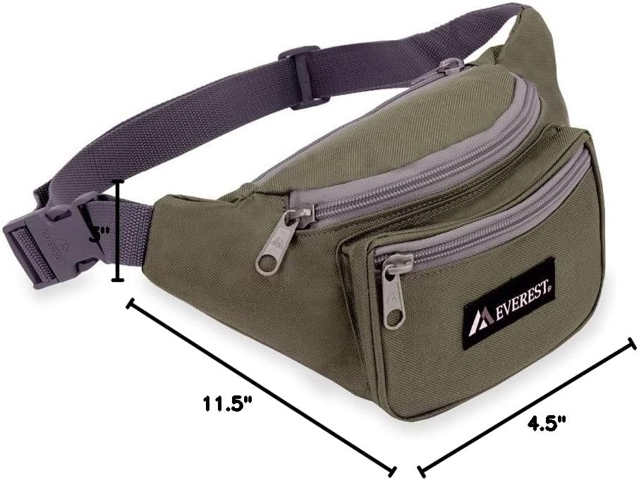 Everest Olive Waist Pack - Durable, Lightweight, One Size Travel Gear
