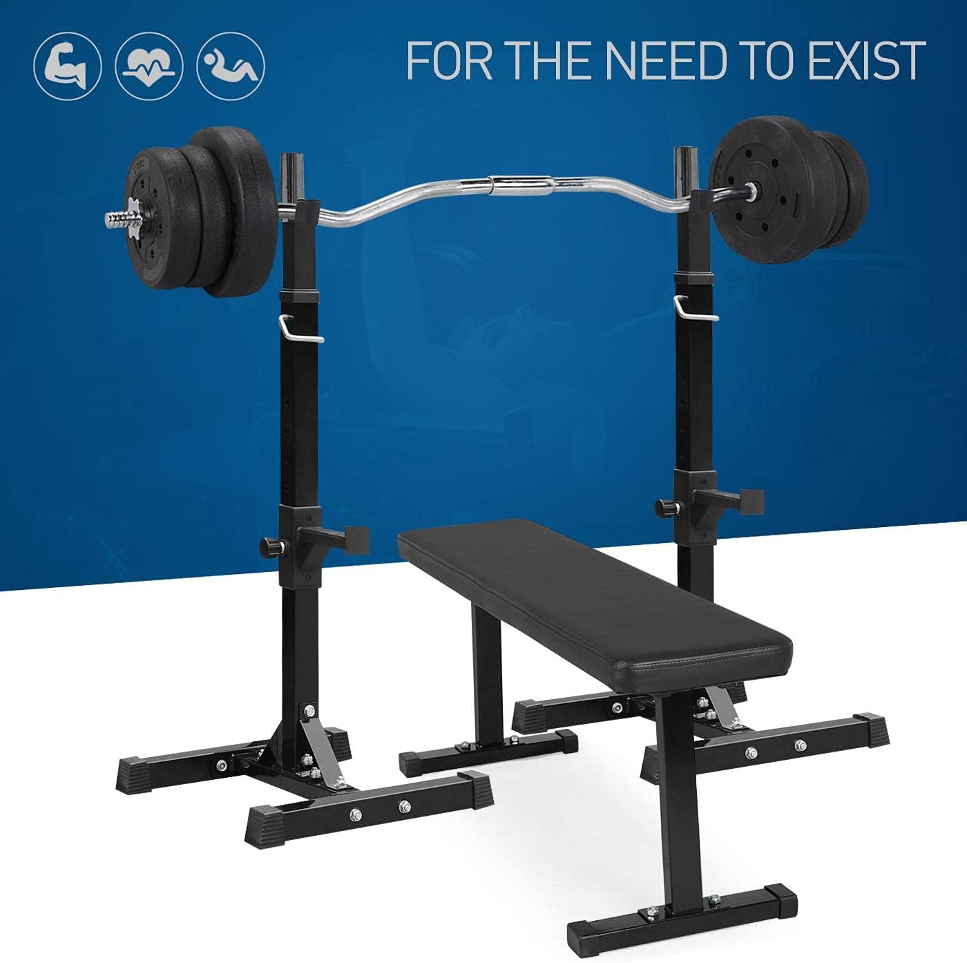 Yaheetech Pair of Adjustable Squat Rack Standard 44-70 Inch Barbell Rack, Solid Steel Squat Stands Bench Press Storage Home Gym Portable Dumbbell Stands
