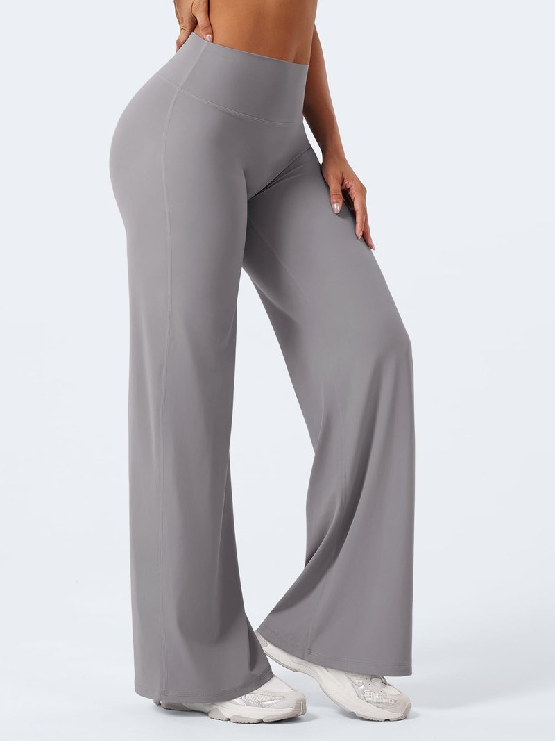 YEOREO Workout Leggings Womens No Front Seam Straight Leggings 31.5" High Waist Buttery Eddiy Gym Yoga Pants Gray L