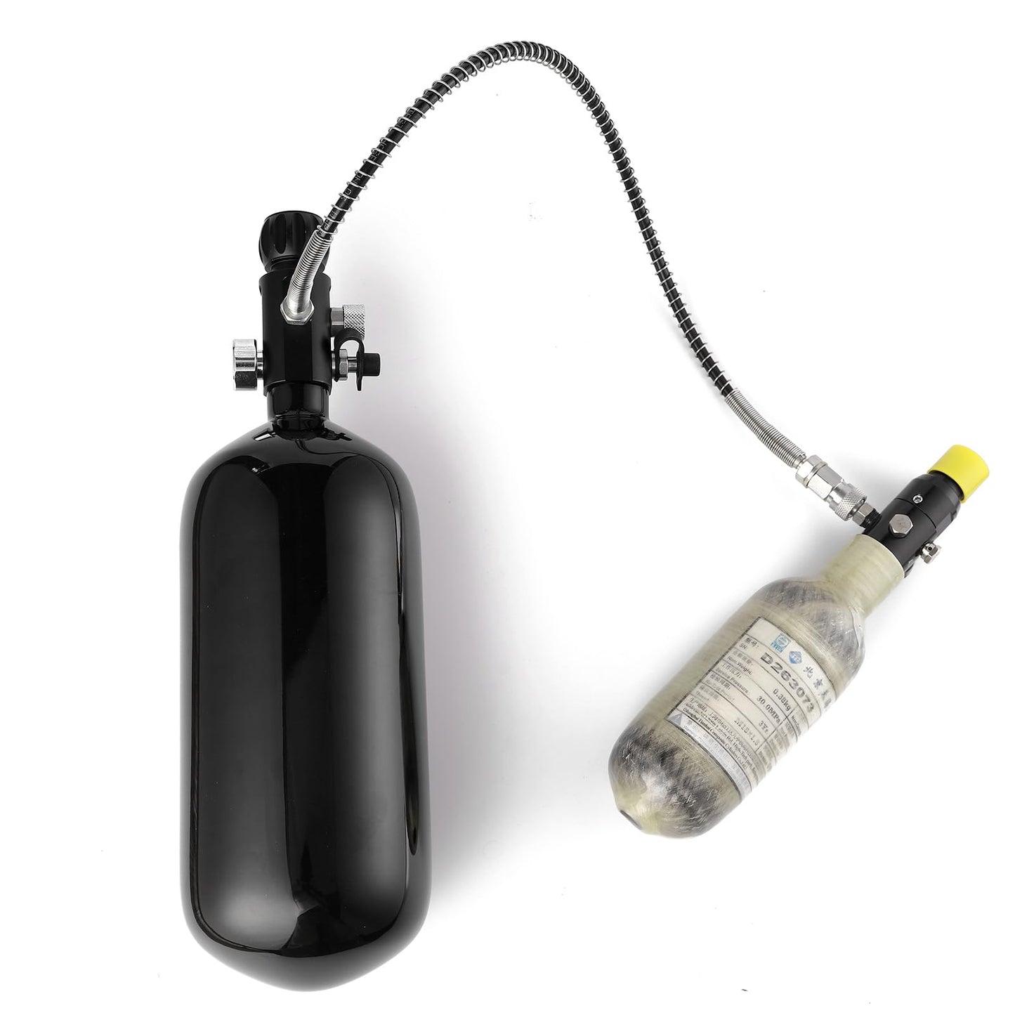 Orcair Discounted DOT 98ci/1.6L Carbon Fiber Tank with Dual Gauge Valve,PCP Tank 4500 psi,Complete PCP Airgun Charging System Lightweight Paintball Fill Station