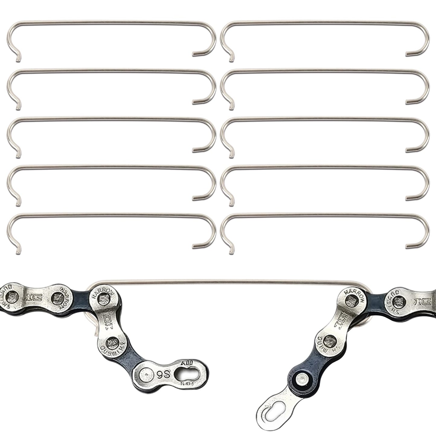 10PCS Bike Chain Hooks 304 Stainless Steel - PSLER Bicycle Chain Hook for Chain Repair Bicycle Chain Tool Bicycle Chain Accessories for Mountain Road Bicycle Bike
