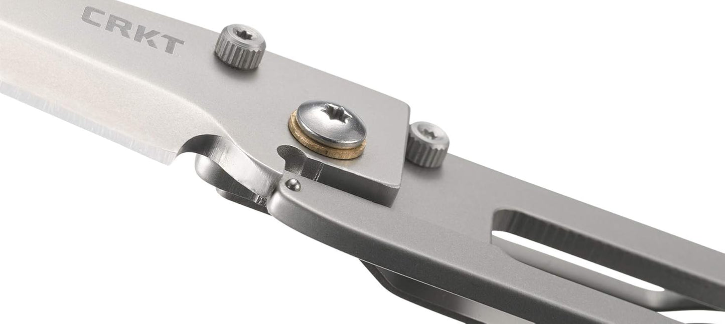 CRKT K.I.S.S. EDC Folding Pocket Knife: Compact Everyday Carry, Dual Grind Tanto, Frame Lock, Skeletonized Handle, Pocket Money Clip 5500, Gray - Plain Edge, One Size