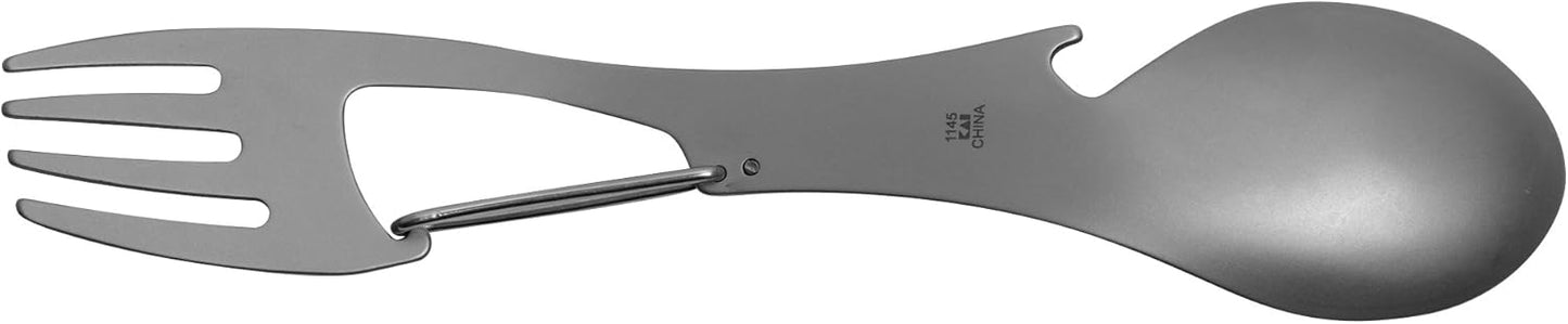 Kershaw Ration Multi Tool Spork, Stainless Steel Spoon, Fork, Carabiner and Bottle Opener, Regular and XL Sizes