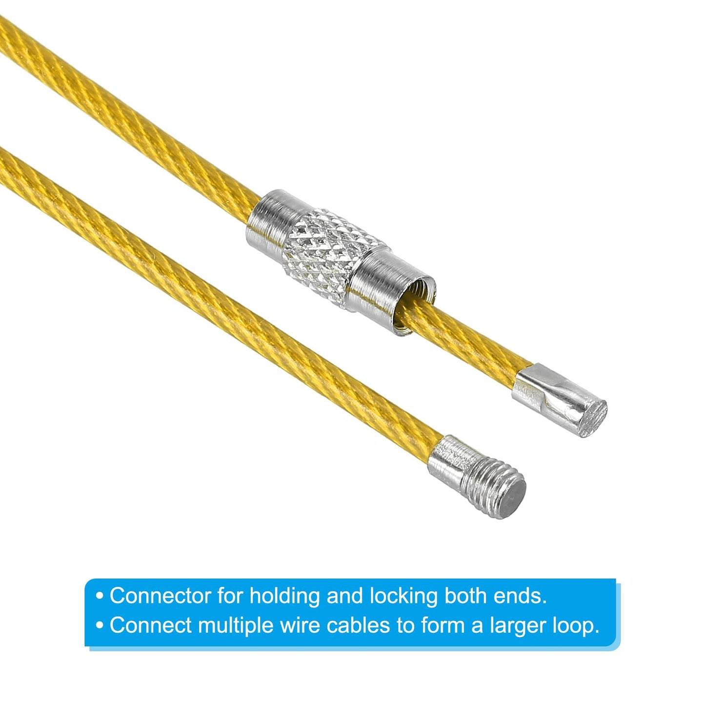 PATIKIL 4.3 Inch Length Wire Keychain Cable, 5 Pack Stainless Steel Key Ring Loop for Outdoor Hiking Sport, Yellow