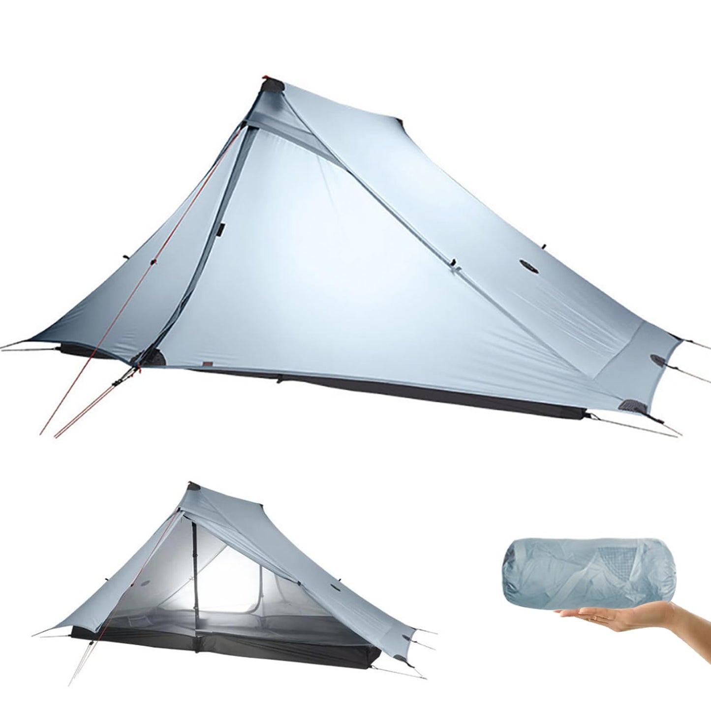 ROOMEDAL 3F UL Gear Lanshan PRO Lanshan Ultralight Tent 4 Season Backpacking Tent for 1 Person, Waterproof Professional Tents for Camping, Trekking, Kayaking, Climbing, Hiking