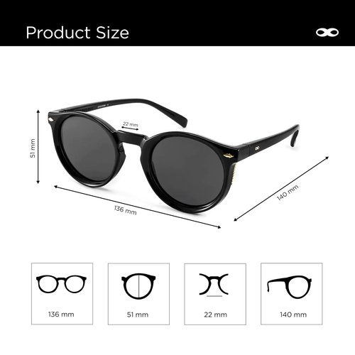INFINIT Holbox Black Shinny Frame Grey Polarized Lens UV400 Lightweight Sunglasses for Men and Women