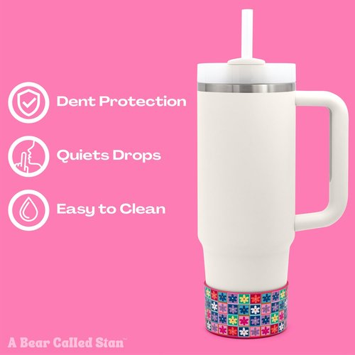 Silicone Water Bottle Boot for Stanley Cup, Hydro Flask, YETI, Owala, Simple Modern, HydroFlask Tumbler Bottles | SLIM | Berry Bouquet Check | Compatible with 12oz, 18oz, 20oz, 24oz, 32oz, 40oz