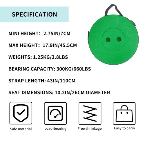 DingZan Green Portable Folding Stool, Upgrade Camping Foldable Retractable Chair - Outdoor Collapsible Stool with Load Capacity 660 Lbs, Sturdy Lightweight for Adults Hiking Fishing Traveling