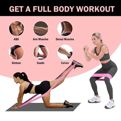 KANGFITER Long and Short Fabric Resistance Bands with Door Anchor 7 PCS, Non-Slip Stretch Booty Bands for Working Out Women & Men, Loop Exercise Elastic Bands for Home Physical Therapy Yoga Pilates