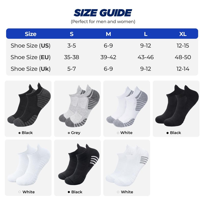 TANSTC Ankle Athletic Low Cut Socks,Running Sports White Men's Sock,Mesh Breathable and Arch Support Non-Slip,Comfortable Cushioned Heel Tab Thick Cotton Women Socks,6 Pairs