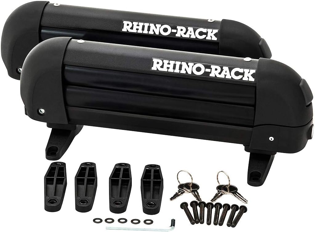 Rhino-Rack Carrier for Skis, Snowboards, Fishing Rods, Paddles, Skateboards, Water Skis, Wakeboard & More, Universal Mounting, Easy to Use, Locking, Lightweight & Heavy Duty, Suitable for All Vehicles
