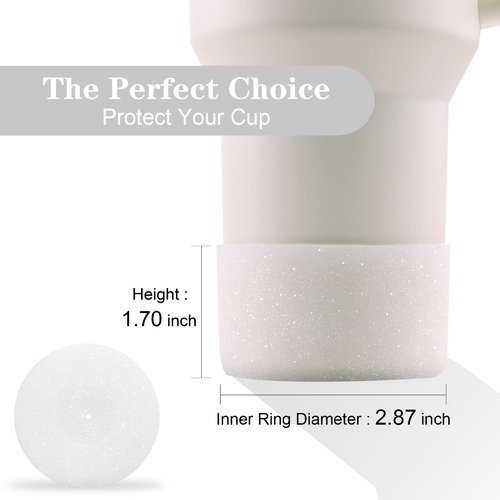 WORBSS Glitter Silicone Boot Sleeve for Stanley Cup H2.0 40oz Accessories & Hydro Flask 18-24oz with 2.85-3.0 inch Anti Slip Bottom Cover Bumper for Water Sport Bottles Personalized Identification