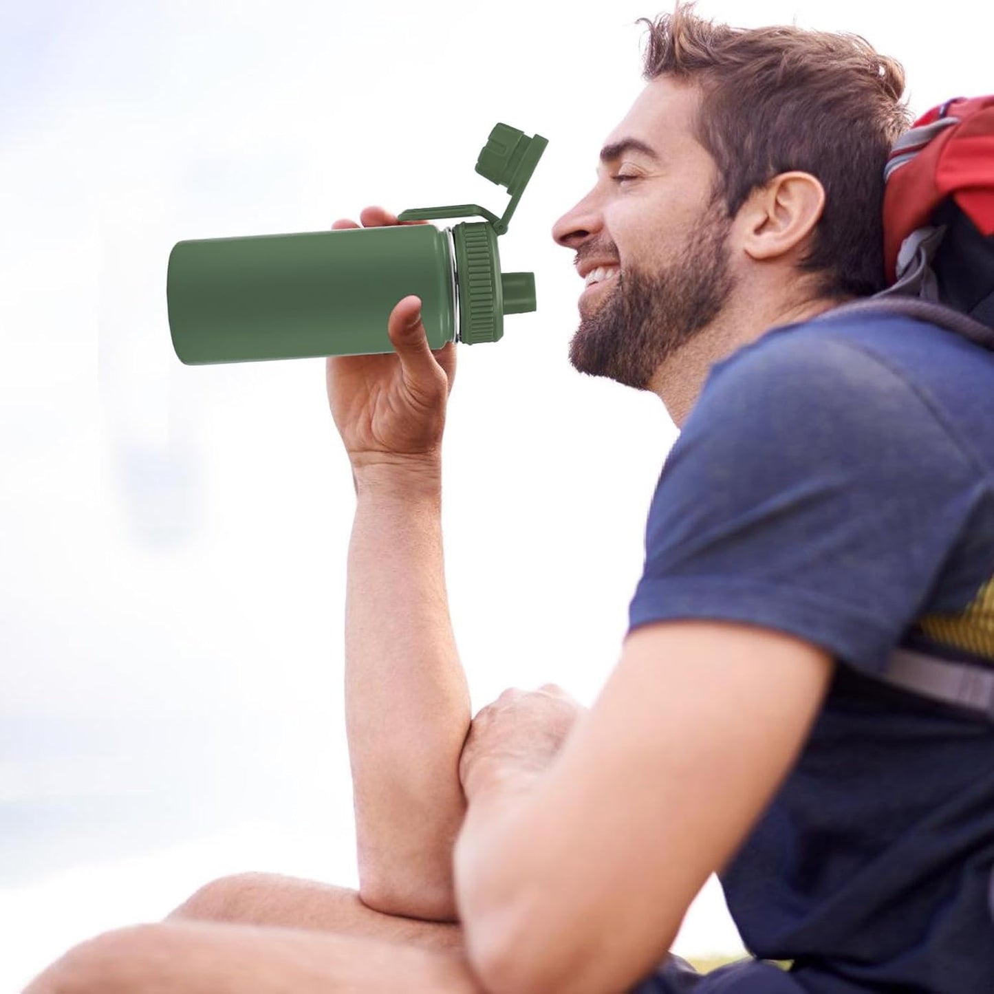 Hydro Flask Wide Mouth Spout Lids | 2-Pack Replacement | Easy Carry (Black & Sky Blue)