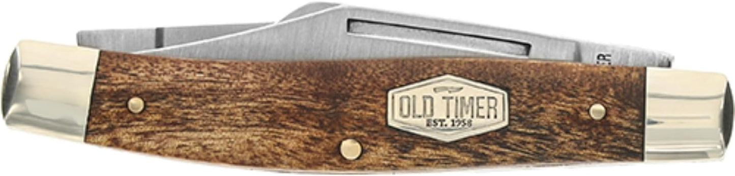 Old Timer 8OTW Senior 6.9in Traditional Folding Pocket Knife with 3 High Carbon Stainless Steel Blades, Desert Iron Wood Handle, and Convenient Size for EDC, Hunting, Camping, Whittling, and Outdoors