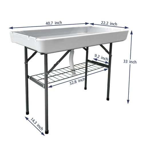 HiEthan Folding Ice Table with Drain 4ft,Foldable Outdoor Cooler Table,Foldable Patio Cooler Table for Party,Picnic,Wedding,Camping,BBQ.