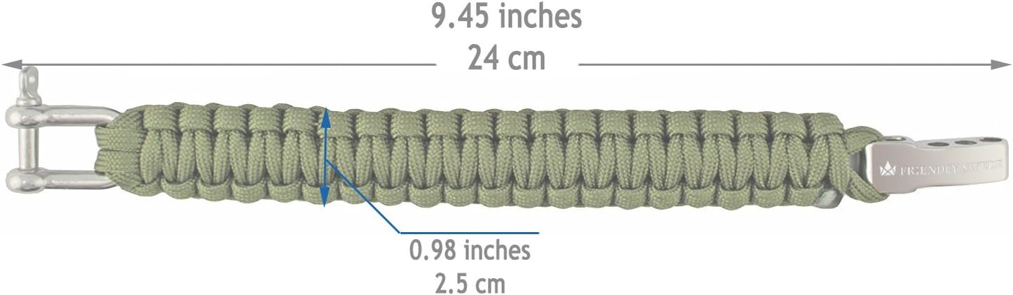 The Friendly Swede Paracord Bracelet with Stainless Steel D Shackle, Survival Bracelet, Paracord Bracelets for Men, Survival Bracelets for Men - Adjustable Size