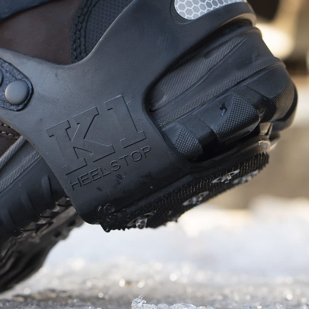 K1 Heel-Stop Ice Cleats - Traction Aids for Men & Women in Winter Snow - Steel Spikes