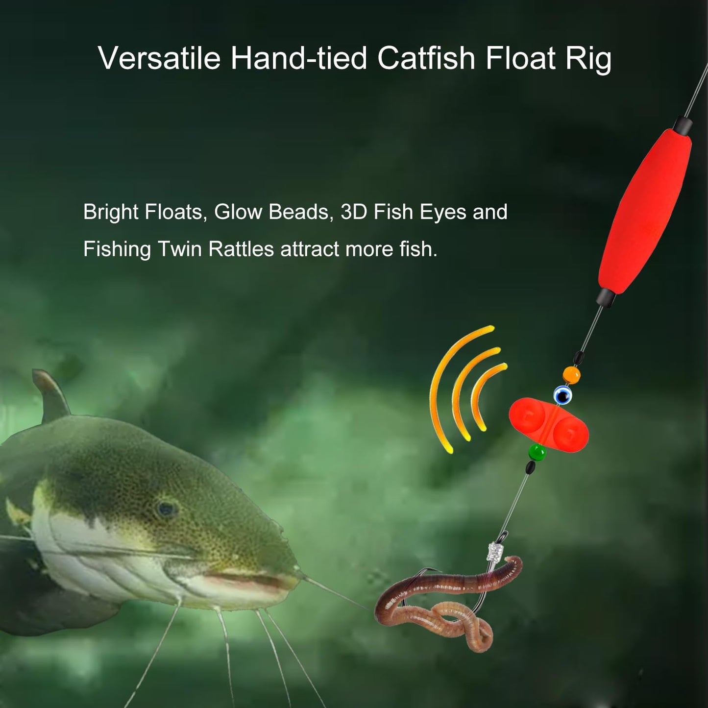 SIWRIOM Catfish Rigs Catfish Float Rigs 6PCS Catfishing (A-Double Rattle-7/0 Hook * 6PCS)