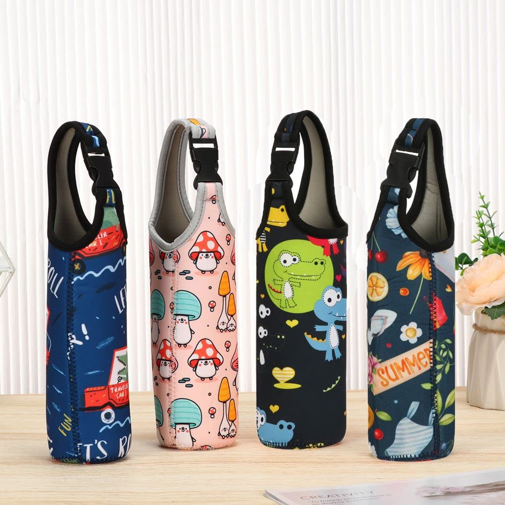 Andy's Orchids Neoprene Water Bottle Sleeve, 4PCS Portable Cup Carrier Pouch Sport Water Bottle Cover Case Insulated Bag