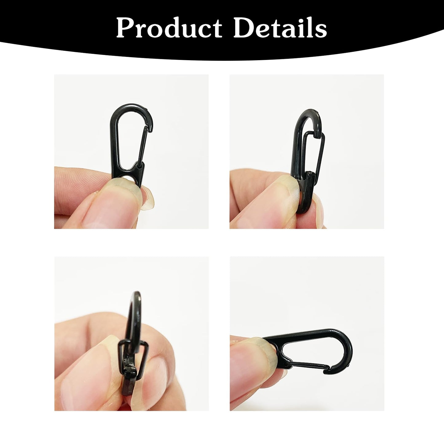 18PCS Mini Carabiner Clips Tiny Spring Snap Hook Keychains, Multi-Purpose Alloy Carabiner Keychain Clip, Small Carabiner Clip Mini Outdoor Hiking Fishing Camping Backpack Accessories(Black)