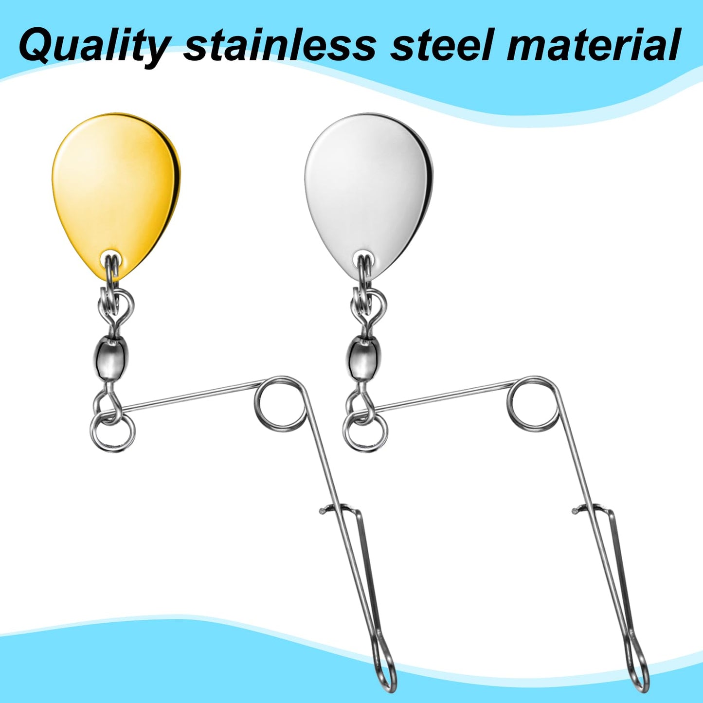Sumind 40 Pieces Fishing Spinner Blades Spinner Bait Smooth Spoons Rigs Fishing Spoons Blades Lures Accessories(Silver Gold)