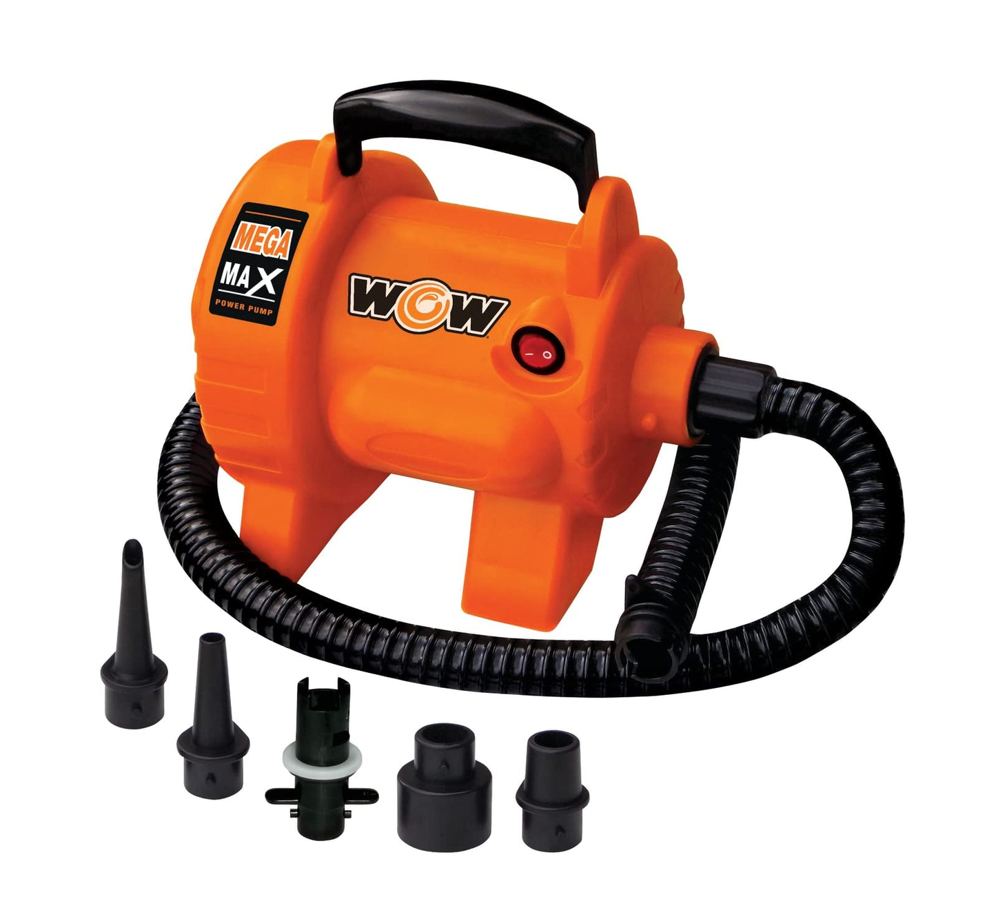 SPORTSSTUFF Fiesta Island & Wow Sports Mega Max High Pressure Air Pump Powerful Electric Air Pump 3.0 PSI, 680 watts, 800 Liter per Minute with 5 Universal Adapters