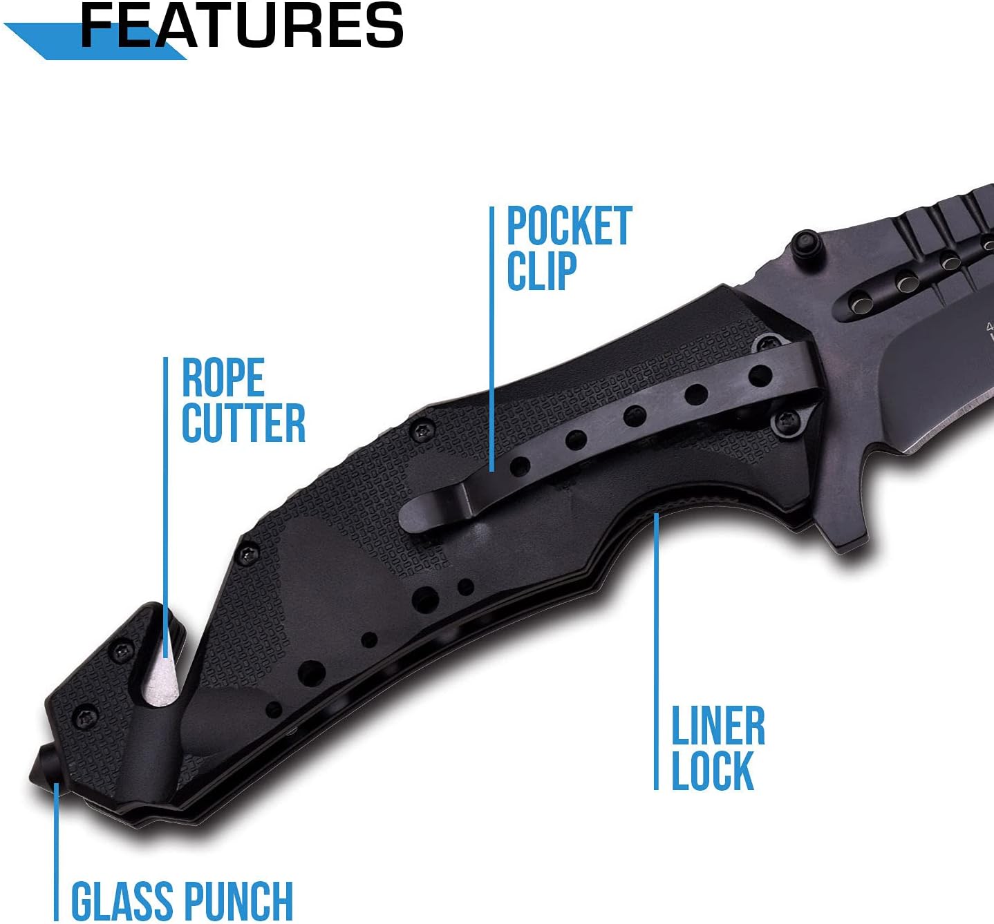 MTech USA MT-A845BK SPRING ASSISTED KNIFE, 5" Closed, Black Blade