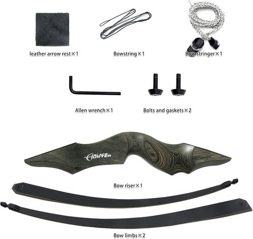 Black Hunter Archery Takedown Bow Longbow American Longbow Adult Right Hand Hunting Wood Bow 60",30-60lbs Target Practice