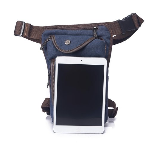 Yoholda Adjustable Waist Pack Fanny Pack for Outdoor Sports, Canvas Tactical Military Drop Leg Bag for Men Women (Navy Blue)