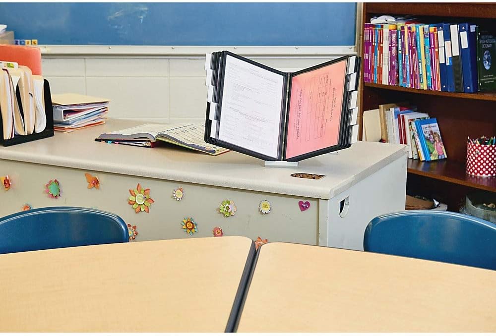 Durable InstaView 10-Section Desktop Reference System, Black