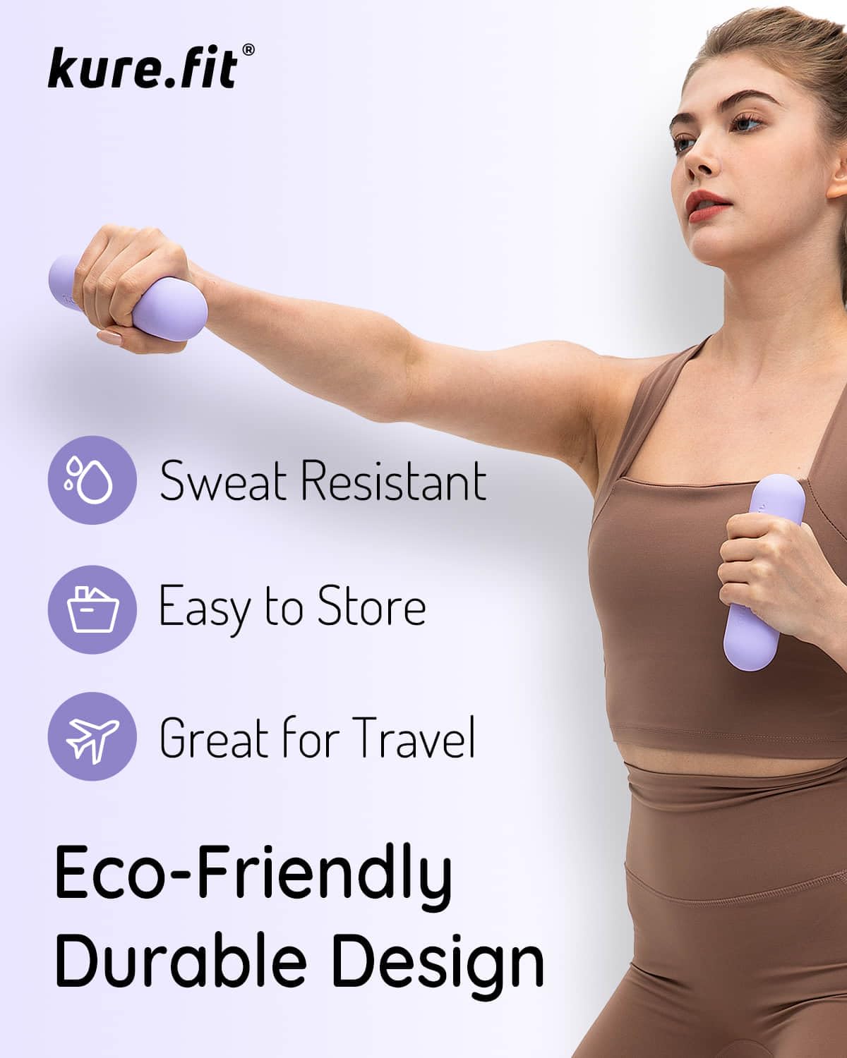kure.fit Peach Wrist & Ankle Weights + Purple Hand Weight Bars Bundle Set