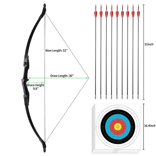 LWANO Recurve Bow for Adults - Archery Takedown Bow and Arrow Set for Adult/Youth/Teens Beginners Target Practicing, Left & Right Handed, 20/30/40lbs (40lbs)