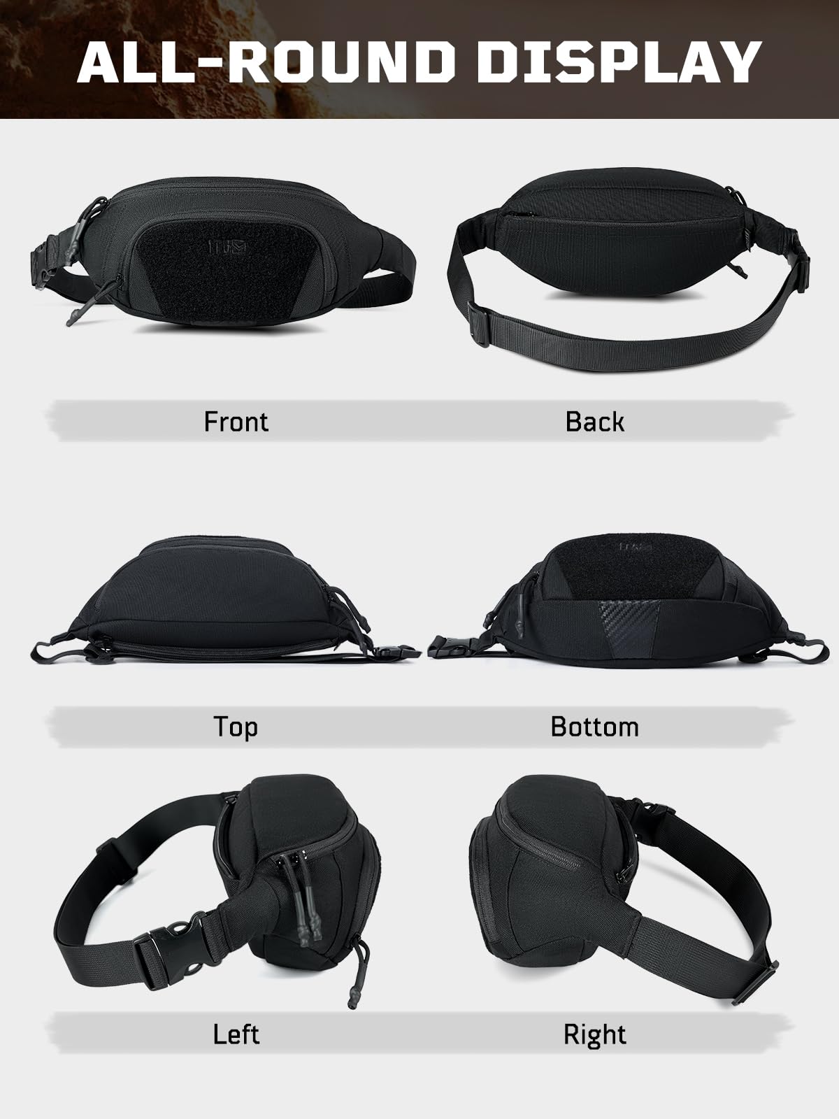 1TG Sling Bag for Men, Fanny Pack Waist Bag for Men Women Crossbody Bag Waist Pack Tactical Fanny Pack for Hiking Running Hunting Fitness Yoga Dog Walking Travel