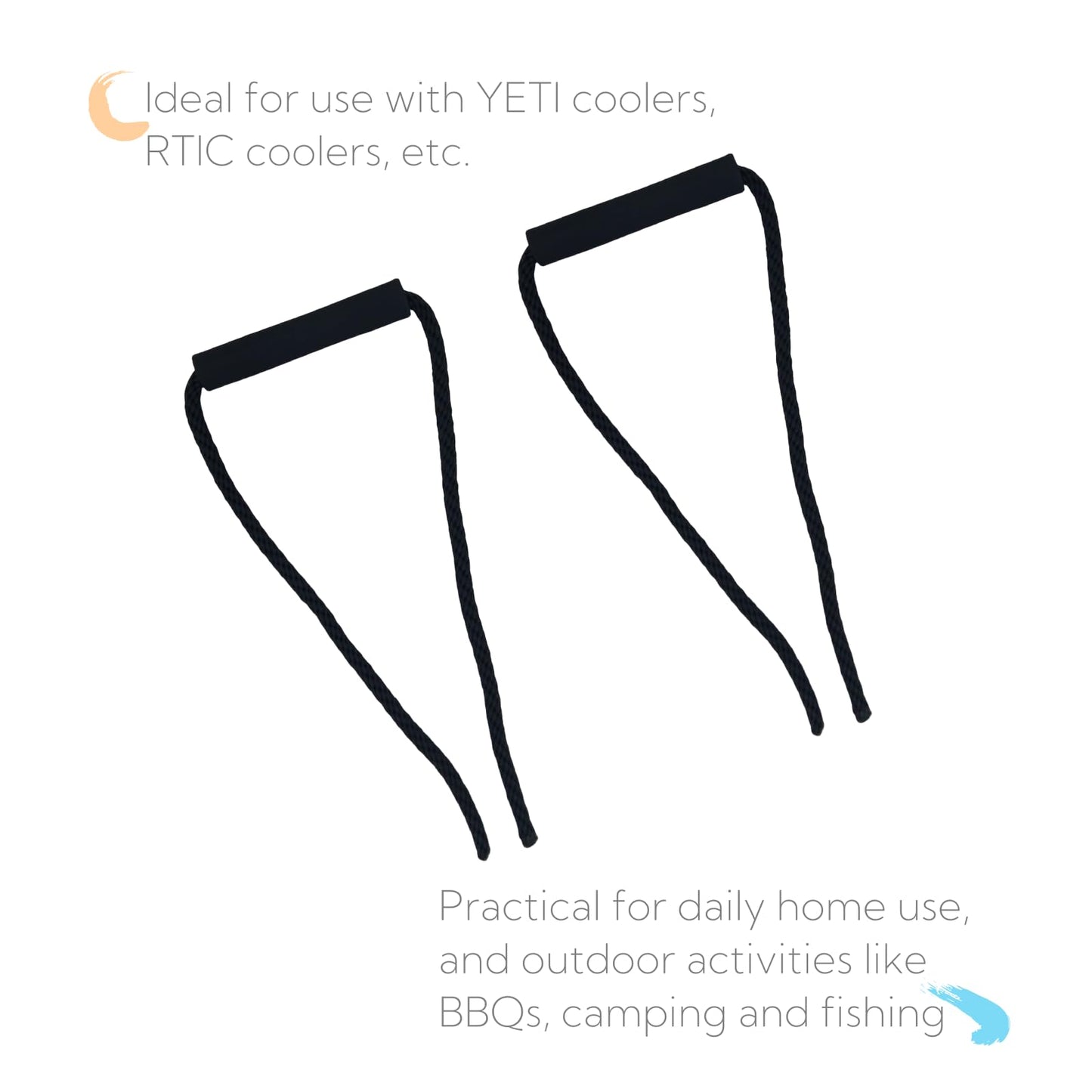 2 Pack Cooler Rope Handle Replacement for YETI, RTIC Coolers, Heavy-Duty, Comfortable Grip, Easy to Install, Perfect for Camping, Fishing, BBQs & Outdoor Adventures