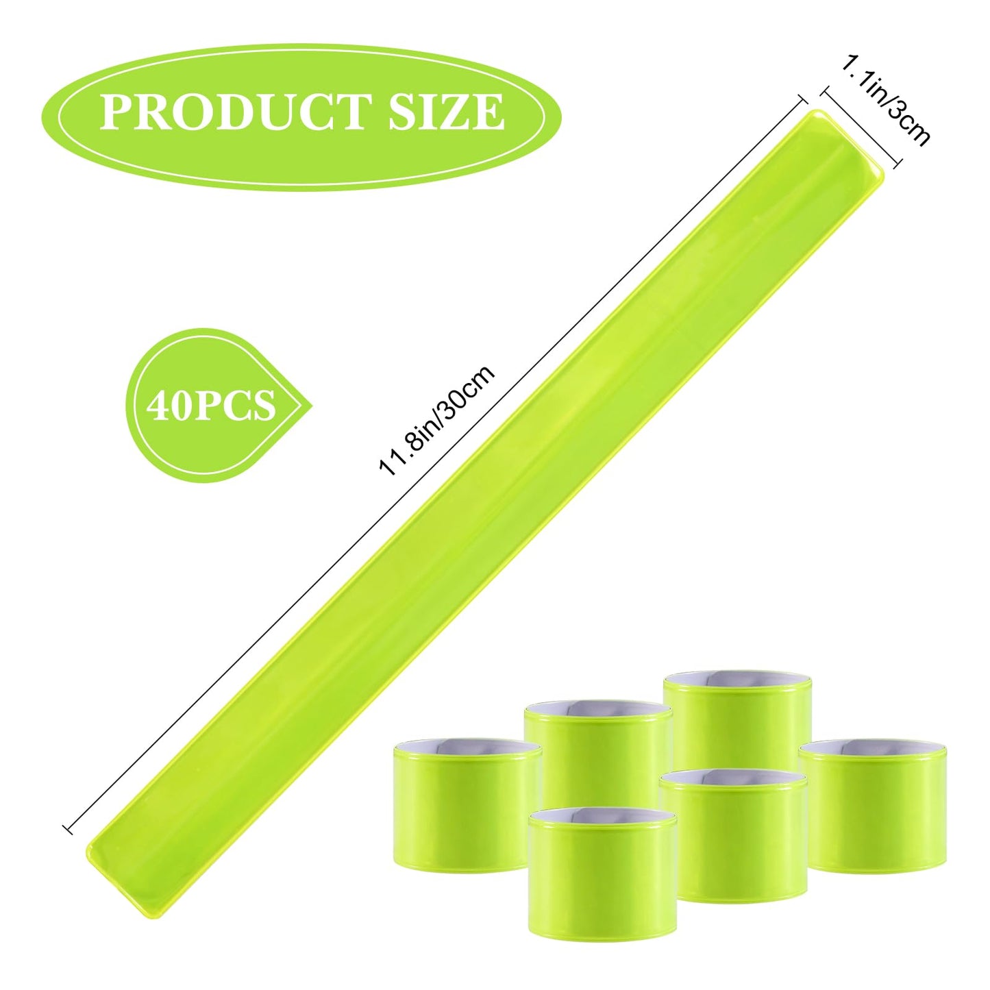 40 PCS Reflective Slap Bands,Reflector Snap Bands Fluorescent Slap Armbands Reflector Strips High Visibility Slap Safety Bands for Children Adults Boys and Girls When Cycling Running Jogging