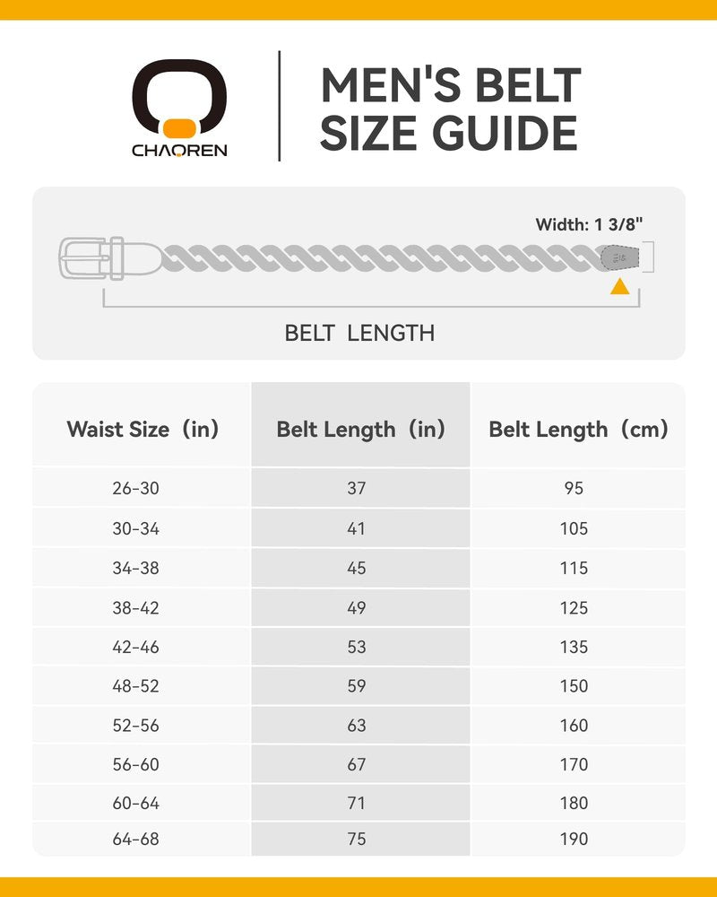 CHAOREN Stretch Belts for Men - Braided Elastic Golf Belt for Men 1 3/8"- Gift for Casual Jeans Shorts