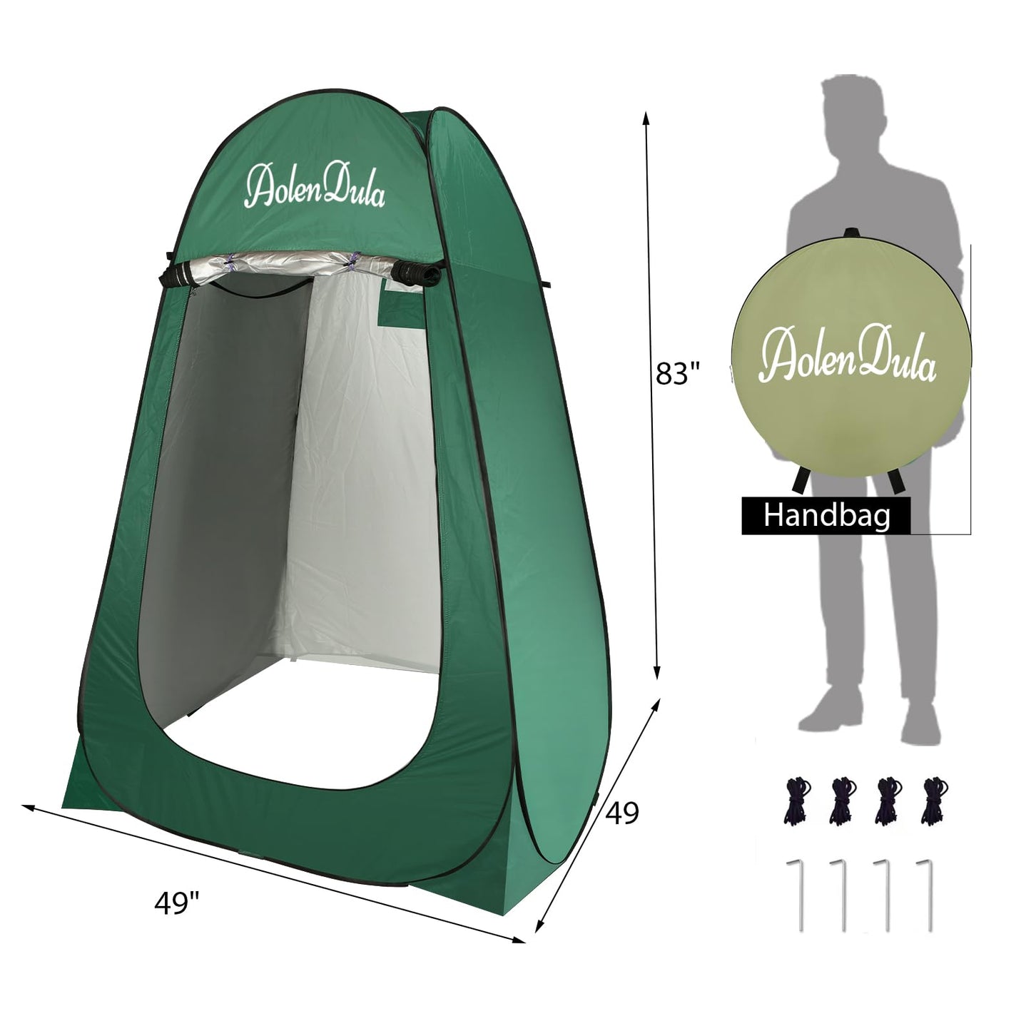 Aolendula Pop Up Privacy Tent - 3000mm Waterproof Instant Changing Room for Camping/Beach, Portable Shower Shelter with Carry Bag & Stakes (6.5lbs Lightweight)