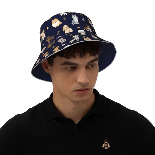 Zminciu Cute Puppy Dog Print Bucket Hat for Men Women Packable Reversible Printed Summer Hats Fisherman Cap Outdoor Sum Travel Hiking Beach Caps Vacation Hat