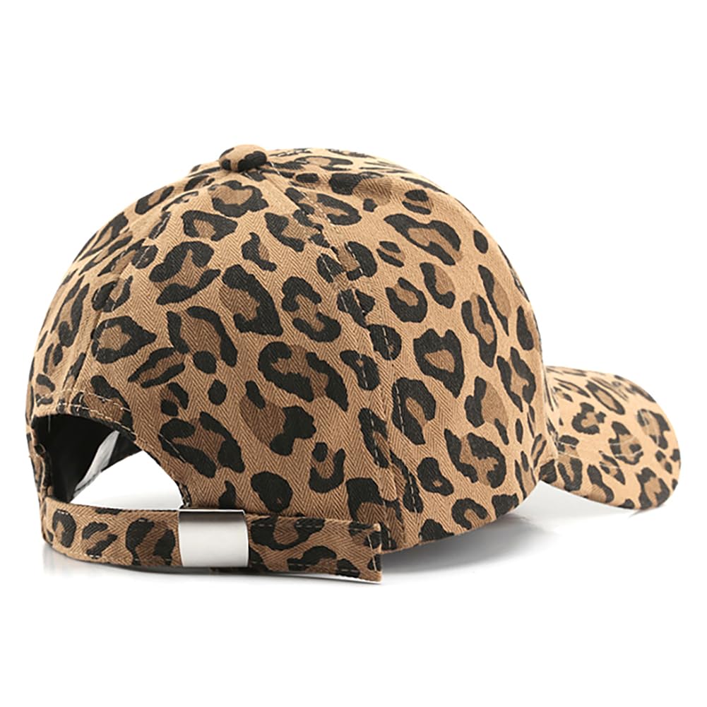 Khaki Leopard Baseball Cap for Women Men Adjustable Stylish Unconstructed Plain Cap Sports Hat