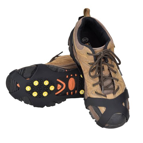 Manledio Ice Cleats for Shoes and Boots - Stainless Steel Studs Crampons for Non-Slip Traction on Snow and Ice - Anti-Slip Grips and Spikes for Hiking Walking and Winter Workers on Slippery Surfaces