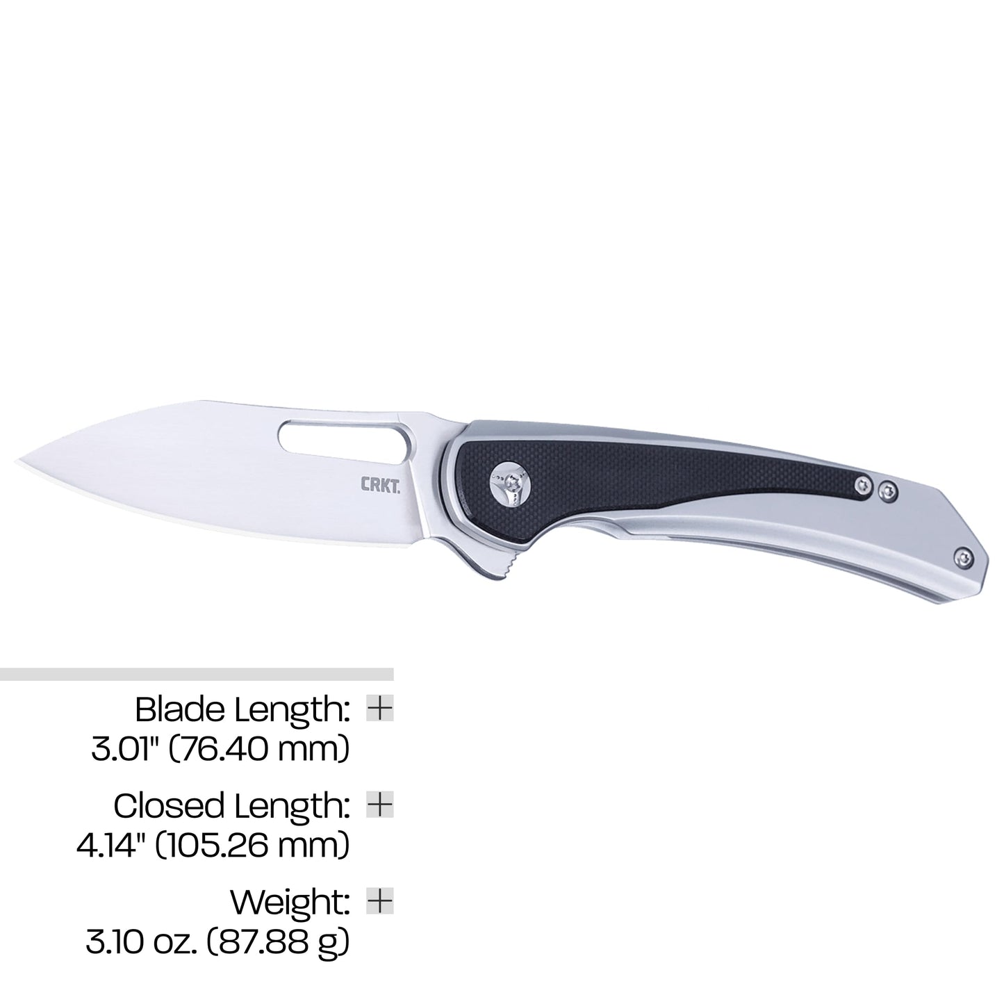 CRKT Padawan Everyday Carry Folding Knife: Wharncliffe with 14C28N Steel Blade, Stainless Steel Handle w/G10 Overlay, Frame Lock, 6075