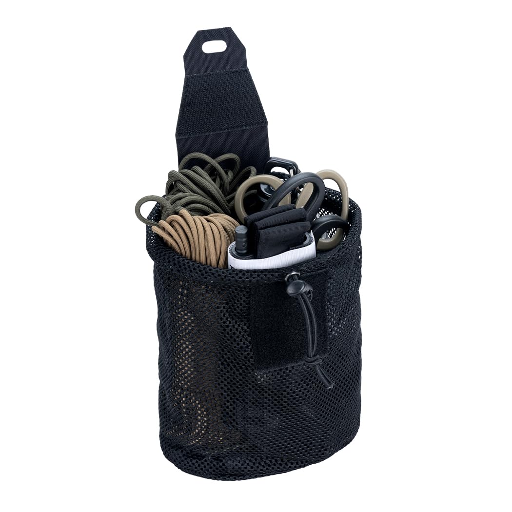 IDOGEAR Tactical Molle Dump Pouch Foldable Mag-Net Drawstring Recycle Pouch Recovery Tool Pack for Molle Belt Tactical Vest Backpack (Black)
