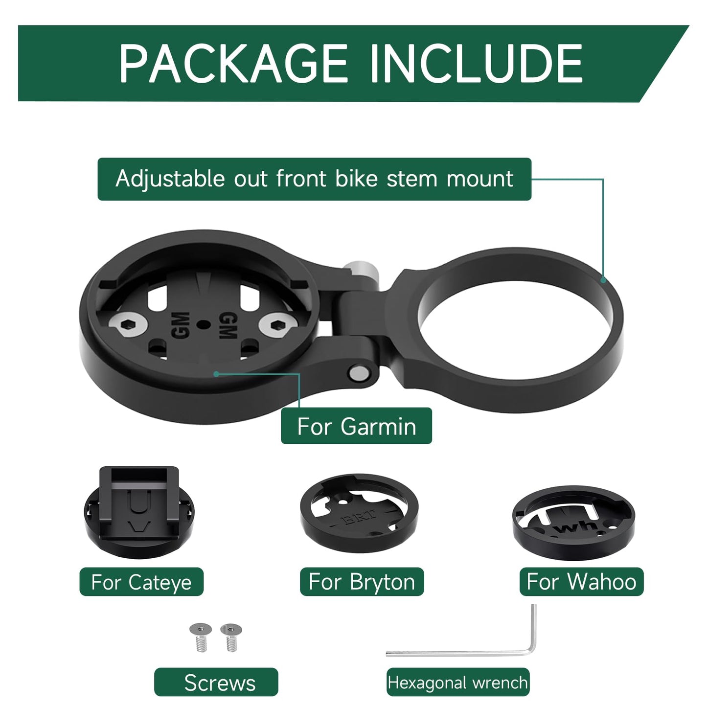 Garmin Bike Mount - Adjustable Cycling Computer Mount for Road/Mountain, Compatible with Garmin, Wahoo, Bryton, Cateye GPS & Speedometer