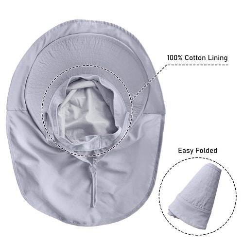 3 Pack Womens Ponytail Sun Hat with Neck Flap Wide Brim UV Protection Bucket Hat Summer Beach Fishing Hiking Garden UPF 50+ (3 Pack-Dark Grey&Light Grey&Beige)