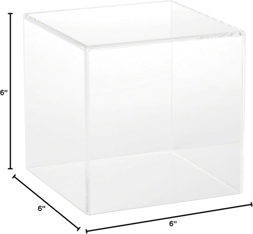 6x6 Clear Acrylic Display Case with Hardwood Base - Premium Quality Showcase