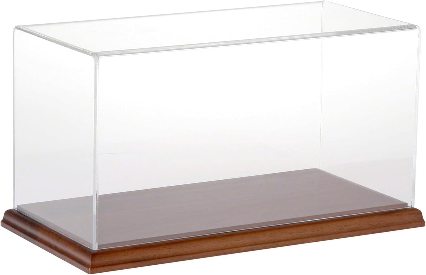 Plymor Clear Acrylic Display Case with Hardwood Base, 12" W x 6" D x 6" H