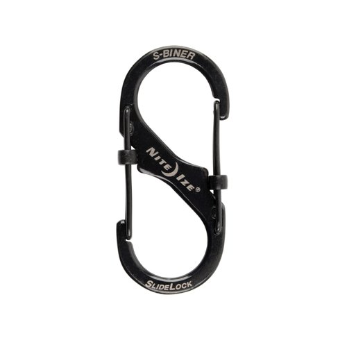 Nite Ize S-Biner SlideLock Stainless Steel - Secure Key Holder Carabiner with SlideLocks - Key & Keychain Organizer - Lockable Carabiner for Daily Use - Size 2, Black (5 Pack)
